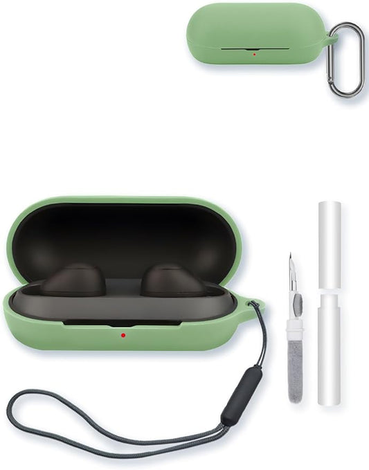 Case for Sony WF-C700N Truly Wireless Noise Canceling Earbud Headphones,Soft Protective,BOVUGAC Silicone Case Cover with Keychain & Cleaning Kit & Lanyard for WF-C700N Earbuds-Matcha