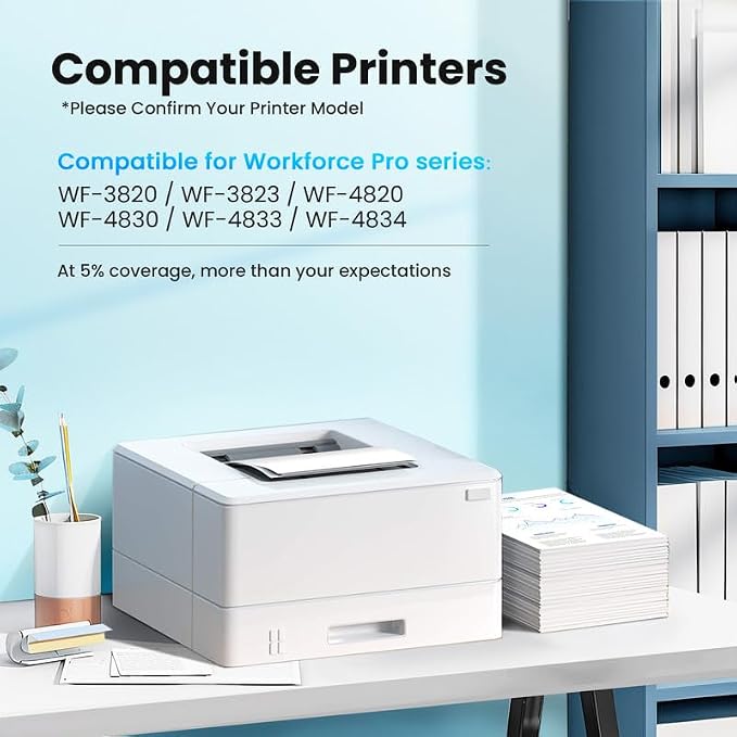 Remanufactured for 822XL Ink Cartridges Compatible with Epson 822XL Ink Cartridges Combo Pack Use for Epson WF-3820 Printer Workforce Pro WF-4820 WF-4830 WF-3823 WF-4834 (Black Cyan Magenta Yellow)