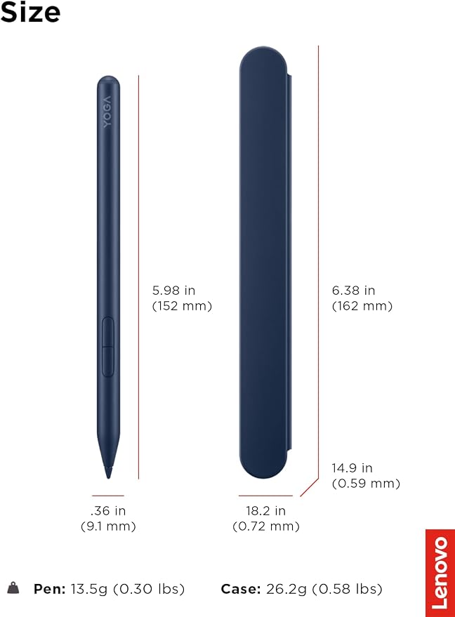 Lenovo Yoga Pen 2 with Magnetic Pen Case, AES 3.0 Stylus with 8192 Pressure Levels, USB C Rechargeable, Tilt Detection, Multi Protocol Support for Lenovo Yoga 2 in 1 PCs, Cosmic Blue