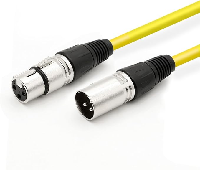 DREMAKE Audio 50 Foot XLR Cable Patch Snake Cord-3Pin XLR Male to XLR Female Balanced Speaker Cable for Microphone, Stage, DJ, Pro, Studio Cable - Yellow