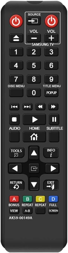 Gvirtue AK59-00149A Remote Replacement for Samsung DVD BD Blu-Ray Disc Player Remote, Applicable BDF5100/ZA BD-ES5300 BD-FM51 BD-FM57C BD-H5100 BD-H5900 BD-HM51 BD-HM59 BD-J5100 BD-J5700 BD-J5900
