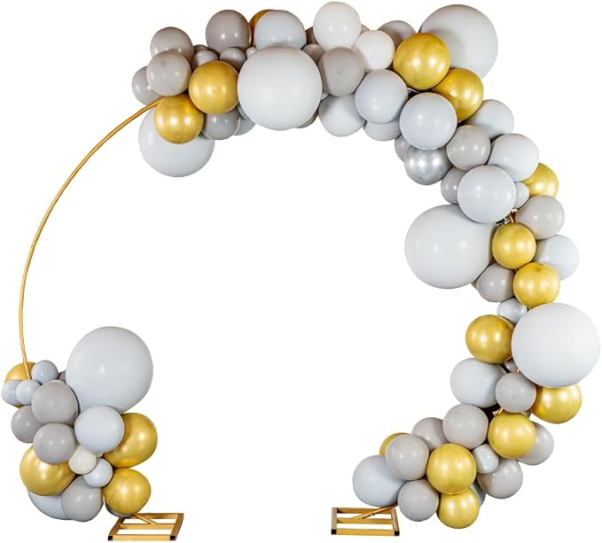 Restaurantware-Balloonify Balloon Garland Set, 1 Party Decoration Kit - 118 Balloons, With Chain, Gray, White, & Gold Latex Balloon Arch Kit, Includes Glue Dots, Fishing Line
