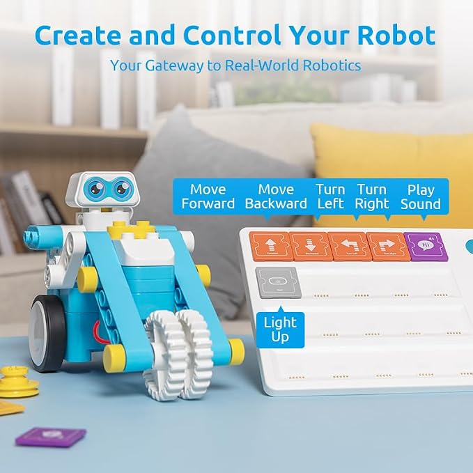 WhalesBot C3 Pro 12-in-1 Remote Control & Coding Robot Kit for Kids 4+, Advanced Smart Panel & Cards Programming, Educational STEM Toy, Block Building Set with Controller & Motor for Kids 4-6, 5-7