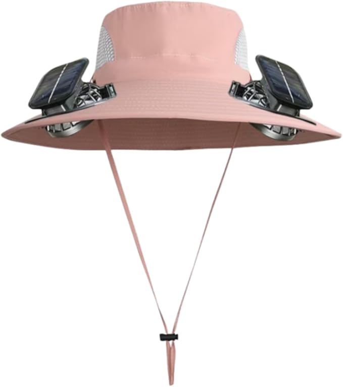 Wide Brim Solar Fan Outdoor Fishing Hat,Waterproof Hat with Two Solar Fan for Men/Women,Solar Fan Hat UPF50+
