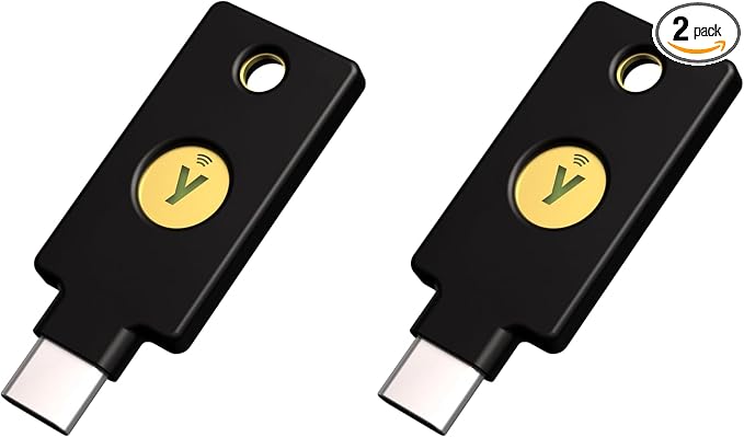 Yubico - Security Key C NFC - Basic Compatibility - Multi-Factor authentication (MFA) Security Key and passkey, Connect via USB-C or NFC, FIDO Certified (Pack of 2)