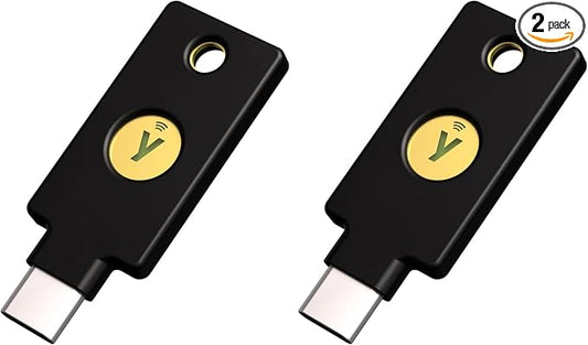 Yubico - Security Key C NFC - Basic Compatibility - Multi-Factor authentication (MFA) Security Key and passkey, Connect via USB-C or NFC, FIDO Certified (Pack of 2)