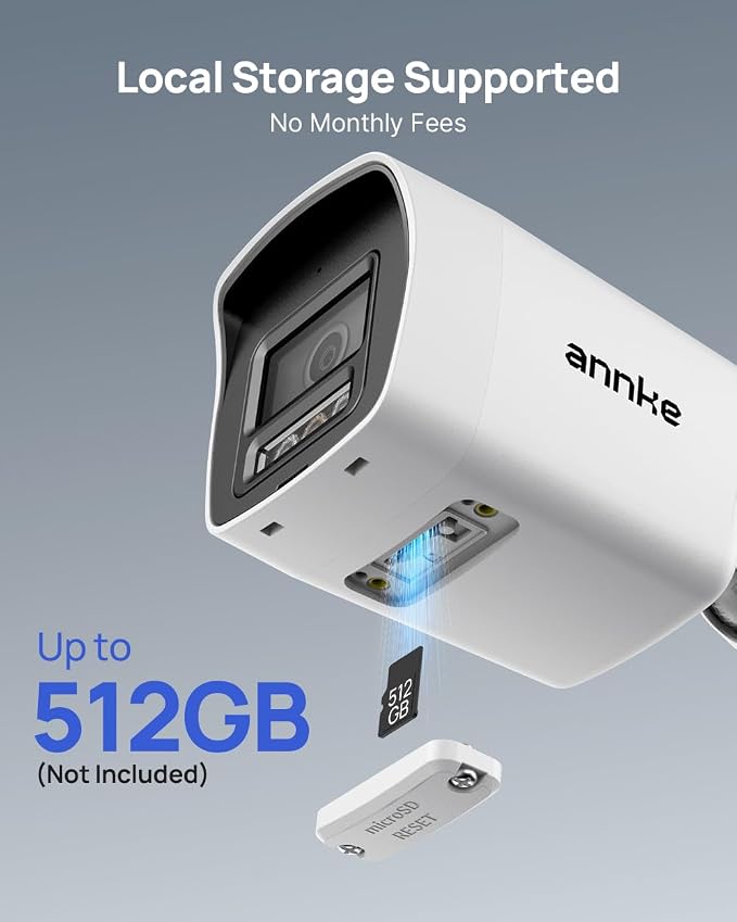 ANNKE Security 4K 8MP PoE Camera, Surveillance Outdoor AI IP Cam with Mic/Audio, AI Human/Vehicle Detection, Smart Dual Light, IP67, H.265+, Up to 512GB Storage, 4mm Lens, Color Night Vision