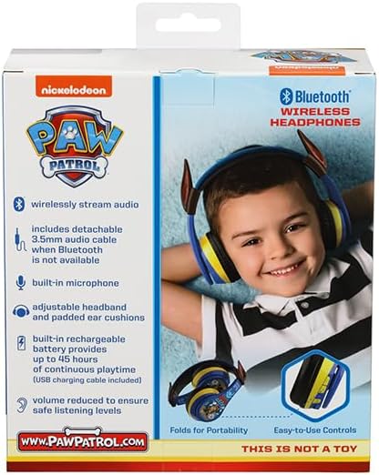 EKIDS - PAW Patrol Chase Bluetooth Headphones for Kids, Wireless Headphones for SC
