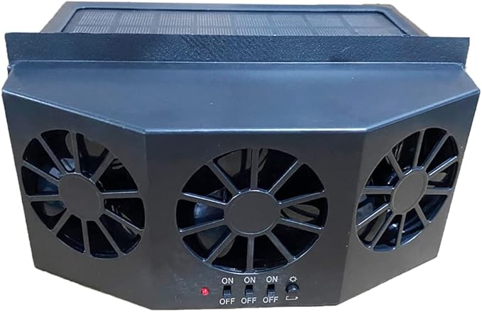 CYDZSW Car Solar Powered Window Exhaust Fan, Black | Air Purifier, Solar Power Air Vent Radiator, Backseat or Frontseat, Vehicle Ventilation