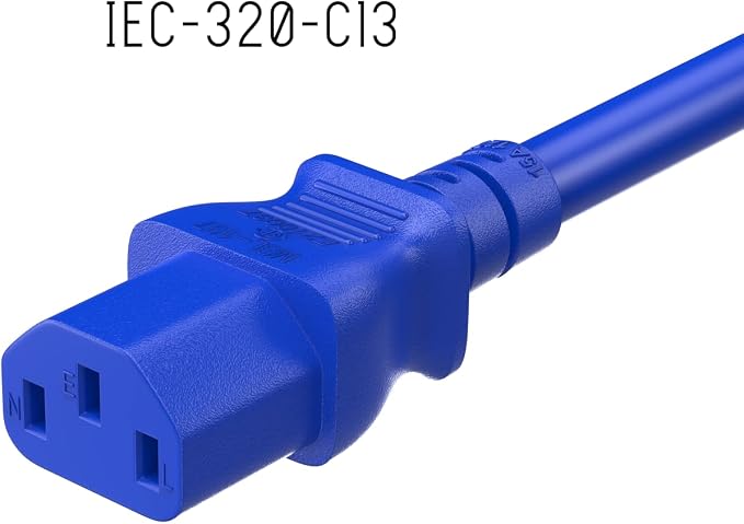 Cable Leader 6ft 14AWG Computer Power Cord, NEMA 5-15P to IEC C13 AC Power Cable, Heavy Duty 3-Prong Replacement Power Cord for PC, Monitor, Printer, Server & TV - Blue