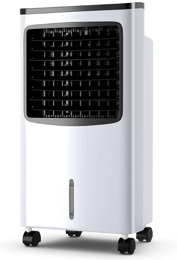FANTASK Portable Air Cooler, Electric Air Cooling Machine with 3 Modes, 3 Speeds and Timer Function, Cooling Fan with Digital Display, Ice Crystal Box and Large Water Tank, Idea for Home Office