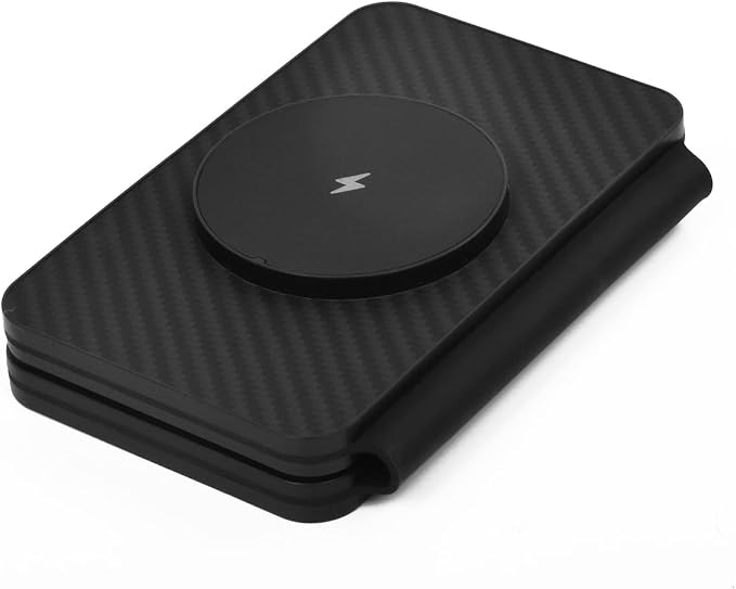 3-in-1 Charging Station for Apple Devices, Fast Mag Safe Wireless Charger, Foldable Travel Charger for Cell Phone 16-12 Series, AirPods, and iWatch Series (Carbon Fiber)