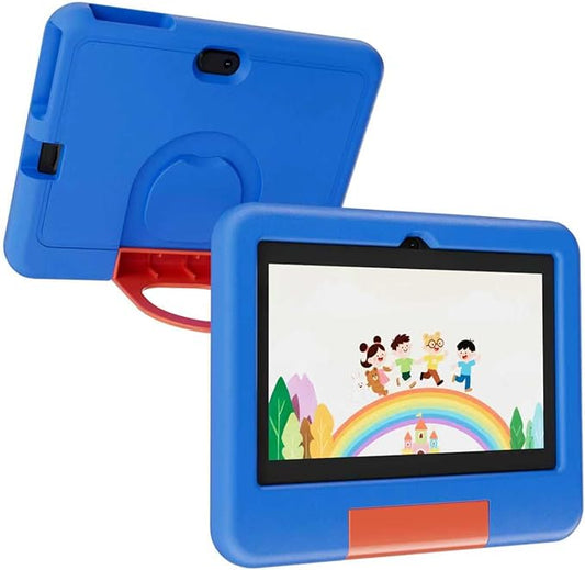 Android Tablet 7 inch Tablets with Case, 4GB RAM 32GB ROM 1TB Expand, Quad-core Processor Tablet PC, 1024 x 600 IPS Screen, Dual Cameras, 3000mAh Battery, Bluetooth, WiFi, GMS, Widevine L1 Blue