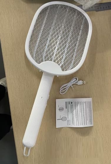4 Pcs Foldable Electric Fly Swatter 2 in 1 Mosquito Swatter 1200mah Battery Rechargeable Bug Zapper Racket USB Handheld with 3 Layer Safety Mesh for Camping Backyard Patio Travel Home Office