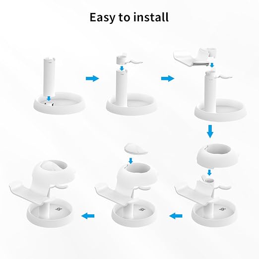 AMVR Stand Holder Compatible with Meta Quest 3s/Quest 3/Vision Pro/Quest 2/Pico 4/for PSVR 2 - Universal VR Headset Display Dock, Stable Bracket Storage Round Base, Mount Install Easy