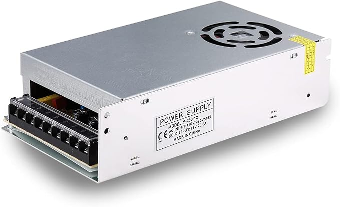 20A 250W 12V DC Power Supply, Universal Regulated Switching AC 110V/220V to DC Converter (SMPS) Transformer Driver Adapter for LED Strip Lights, CCTV Camera System, 3D Printer, Radio, Computer Project
