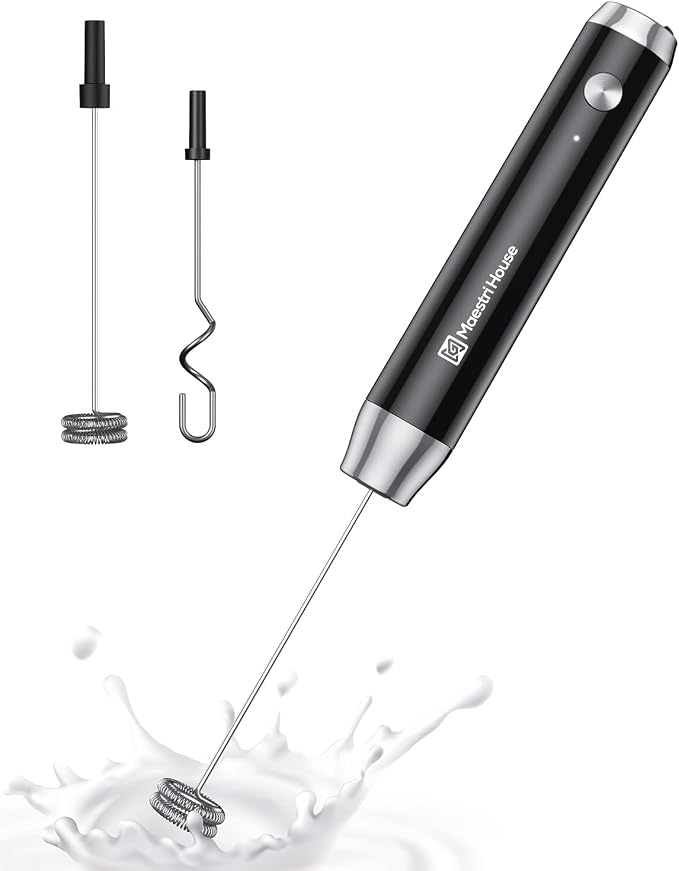 Maestri House Rechargeable Milk Frother & Whisk Hook
