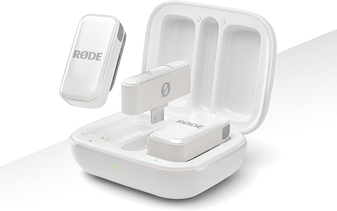 RØDE Wireless Micro - Compact Wireless Microphone, Two Mics with Charge Case for Smartphone Content Creation - USB-C, White