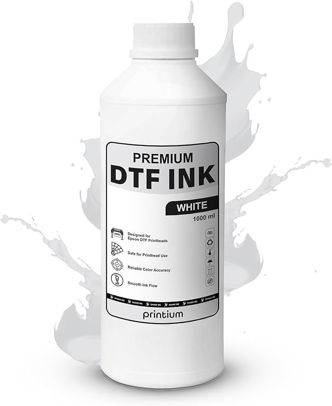 DTF Ink White 33.8 fl oz (1000ml) | High Opacity Clog-Free Formula | Compatible with ET8550 L1800 XP600 I3200 4720 XP15000 & All Printheads | Reliable Color Accuracy & Smooth Flow