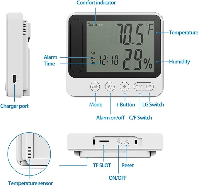 MINI-Hidden-WIFI -Wireless-Secruity-Camera,4K Real FULL HD Nanny Cam With Hygrometer Thermometer Clock,Night Vision&Motion Detection Alerts.Mobile Phone APP Control,Support 2.4G &5G For Home Office