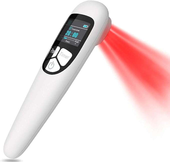 Cold Laser Therapy Device for Dog Veterinary, Handhold, Low Level Laser Red Light Therapy for Human Pain Relief Knee, Joint, Muscle, 4 Power/4 Timer, 3X 808nm + 13x 650nm