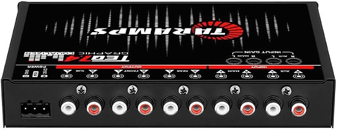 TARAMPS TEQ 7.4 Pro Car Audio Systems 7 Band Graphic Equalizer EQ Blue Lighting Advance Capability Input Channel Adjustment Main Volume Control Adjustable Subwoofer Volume with LPF