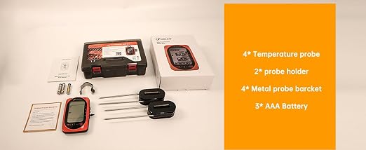 Bluetooth Meat Thermometer Smart Kitchen Thermometers with Timer Mode Temper Mode Digital Instant Read Food ThermometerA Grill Oven Thermometer with 4 Probes for Grill Candy Meat Oven Food Smoker
