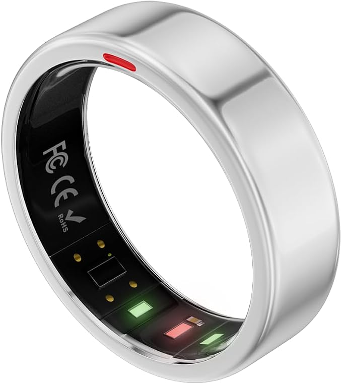 POBOVi Gen 2 Titanium Smart Ring for Women & Men, Sleep & Heart Rate Tracker, No Subscription, Size Before You Buy (Polished Silver, Size 8)