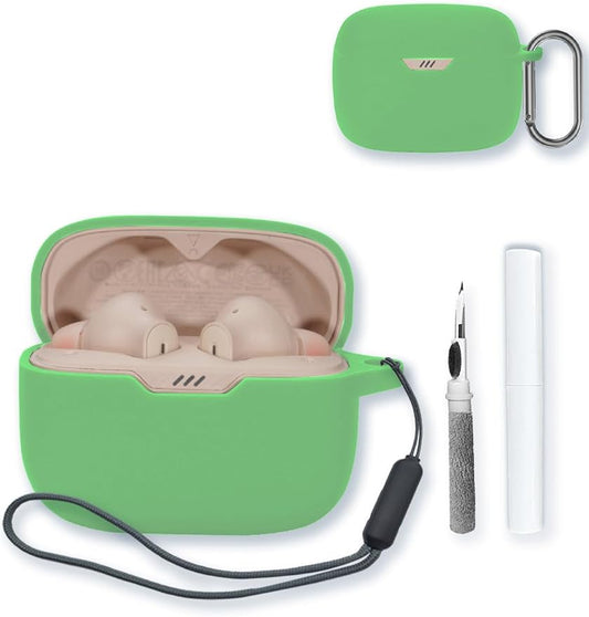 Case for JBL Tune 230NC TWS - True Wireless in-Ear Headphones,Soft Protective,BOVUGAC Silicone Case Cover with Keychain & Cleaning Kit & Lanyard for JBL Tune 230NC TWS Earbuds-Mocha