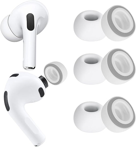 KASOTT 2025 Upgraded for AirPods Pro 3 Memory Foam&Silicone Hybrid Ear Tips, Ultimate Comfort, Anti-Slip Eartips, Superior Noise Isolation, Fits in The Charging Case, 3 Pairs (Grey, Small)