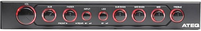 Autotek ATEQ709 4-Band Audio Equalizer with Built-in 2-Way Crossover, 9 Volts, 1/2 DIN, re-amp EQ with Front/Rear Active Crossover, and Selectable 12dB high-Pass Crossover,Black
