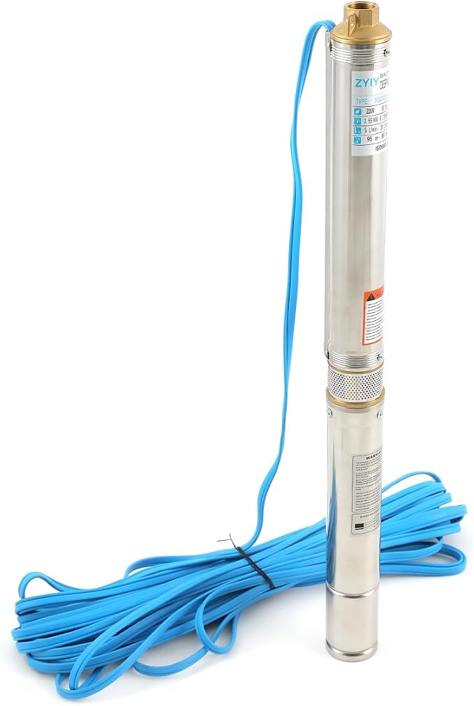 3/4Hp 3In Stainless Steel Deep Well Submersible Pump 220V,60Hz Water Pump 295ft Head 18GPM Pump with 66ft Cable 1"Outlet Water Well Pump for Industrial Agricultural Irrigation Home Garden Use