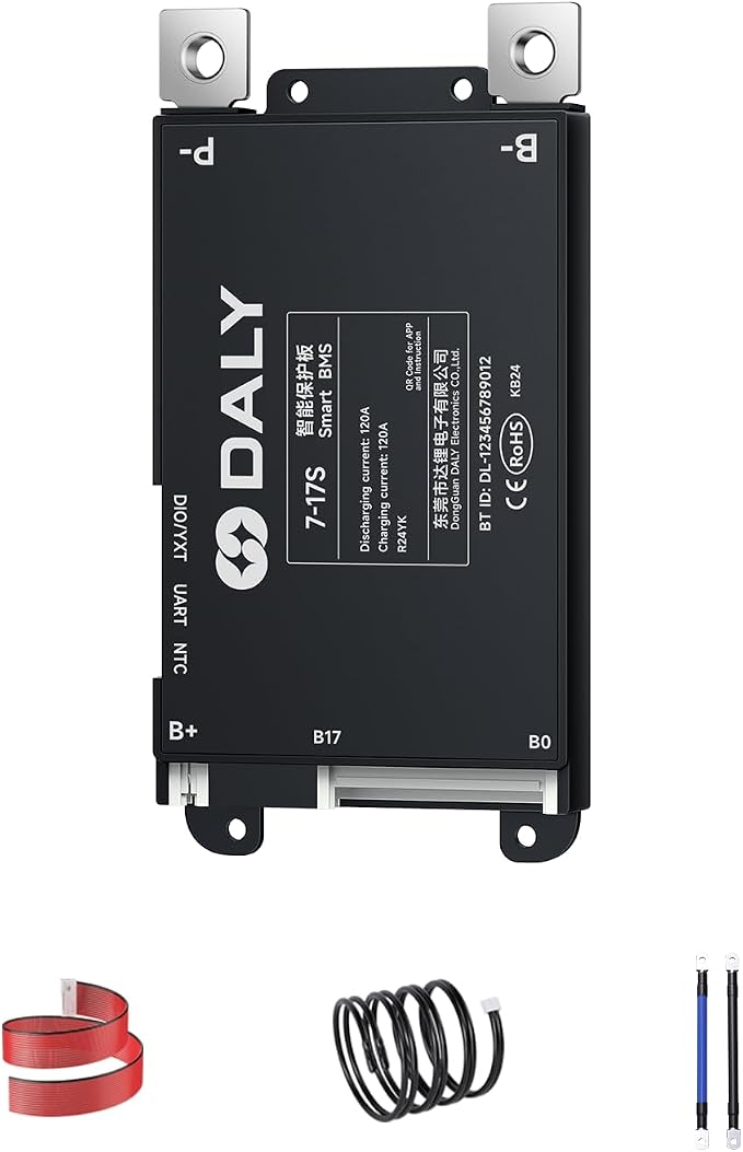 DALY BMS 120A 7S-17S 24V-60V - Smart Built-in Bluetooth Monitoring Lithium Battery Protection LiFePO4 Li-ion LTO for E-Bikes Scooters