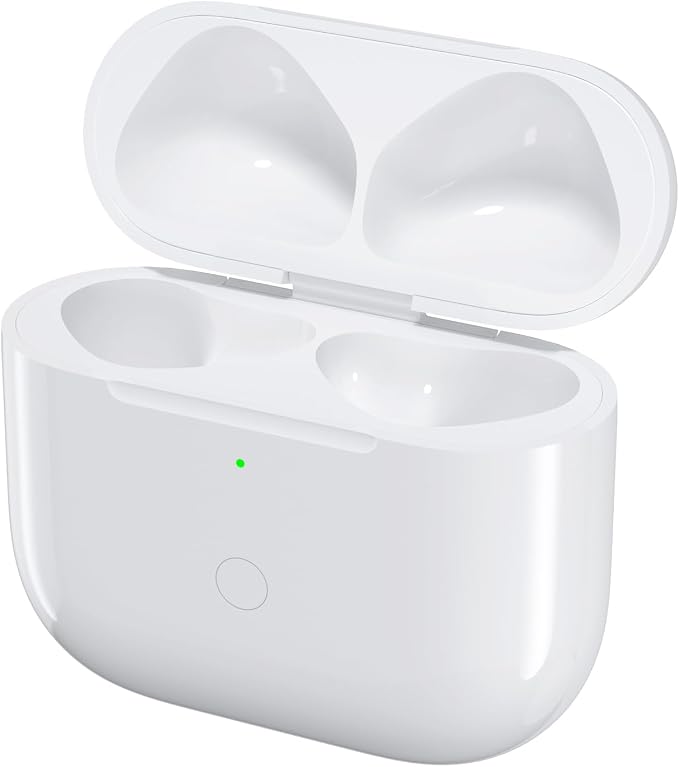 Wireless Charging Case Replacement, Qi-Certified Charger Case for AirPods 4 | Bluetooth Pairing Sync Button, 600 Mah Built-in Battery, White
