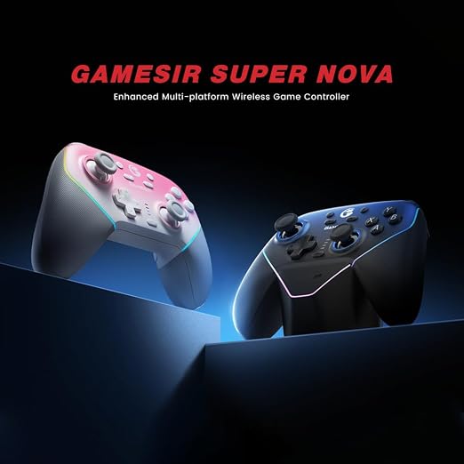 GameSir Super Nova Wireless Gaming Controller for PC/Switch/Switch 2/iOS/Android, 1000Hz Polling Rate, Hall Effect Stick & Trigger, Rubberized Grips, RGB Lighting, 1000mAh - Pink
