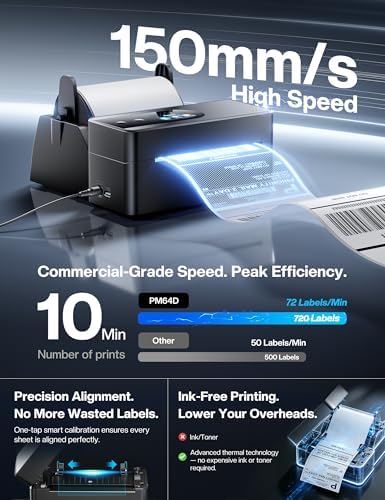 Phomemo Thermal Label Printer Upgraded with Touchable Screen, Shipping Label Printer for Small Business, 4x6 Wireless Thermal Label Printers for Shipping Package, with 4X6 Thermal Labels