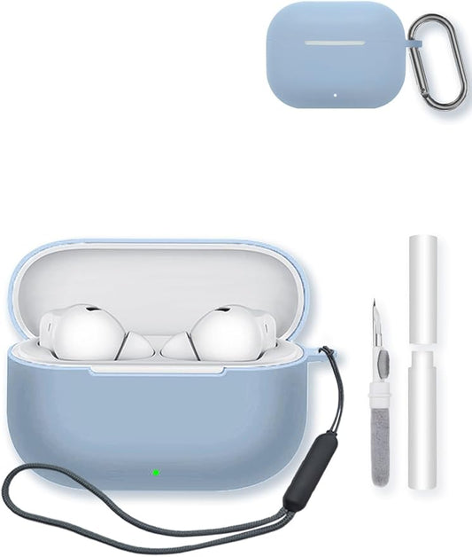 Case for Huawei Freebuds SE4 ANC True Wireless Earbuds,Soft Protective,BOVUGAC Silicone Case Cover with Keychain & Cleaning Kit & Lanyard for Huawei Freebuds SE 4 ANC-Sky Blue