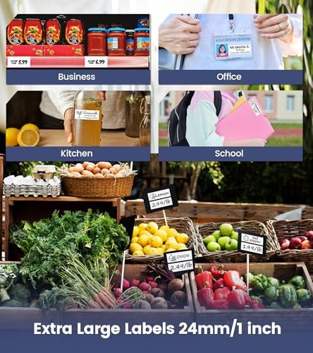 Label Maker with 7pk Color 24mm Tapes, P780BT Rechargeable Label Maker Bluetooth, 9mm 12mm 18mm 24mm Wide Labels-Waterproof, Auto Cut, Connect Phone & PC, Type-C Charging for Home Office Use
