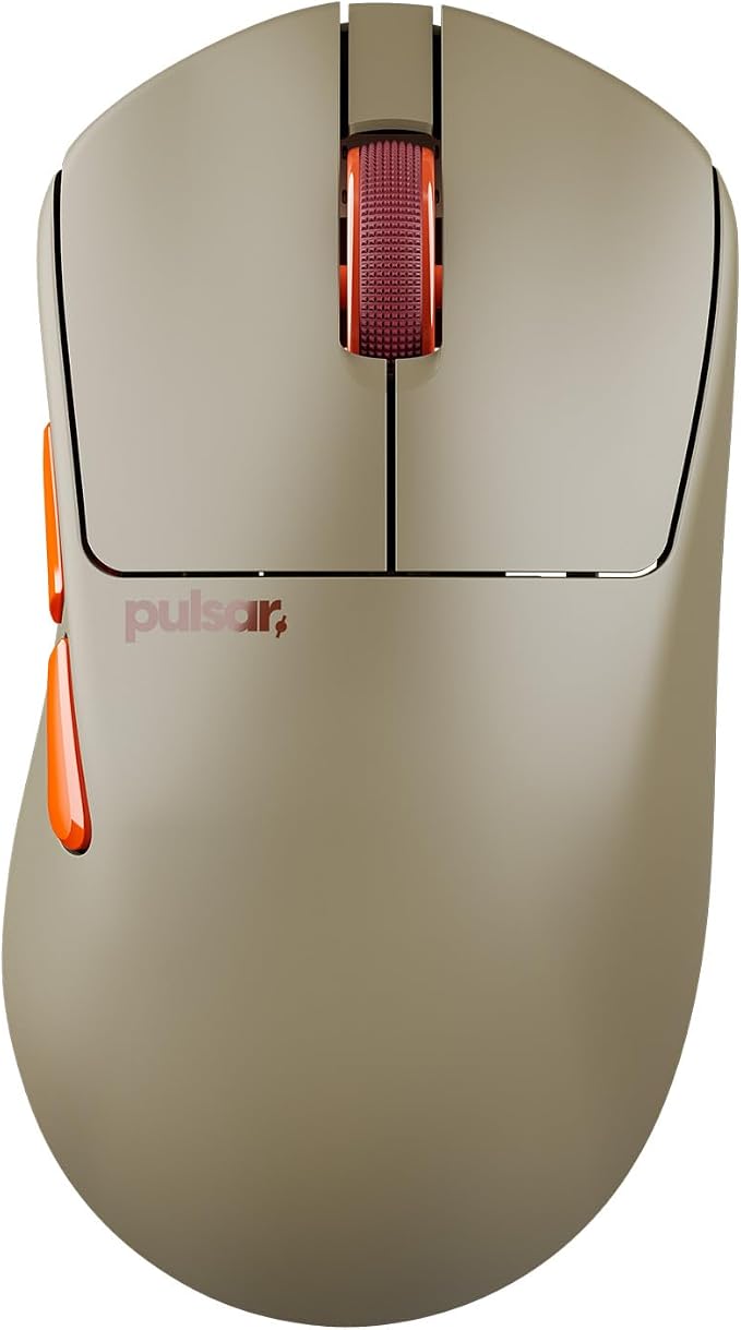 Pulsar Gaming Gears X3 Crazylight Wireless Gaming Mouse, Ultra Lightweight 1.69 oz (48g), Hybrid Ergonomic, Optical Switch, 32000 DPI, 750 IPS, XS-1 Sensor, 10k Compatible (Medium, Desert)