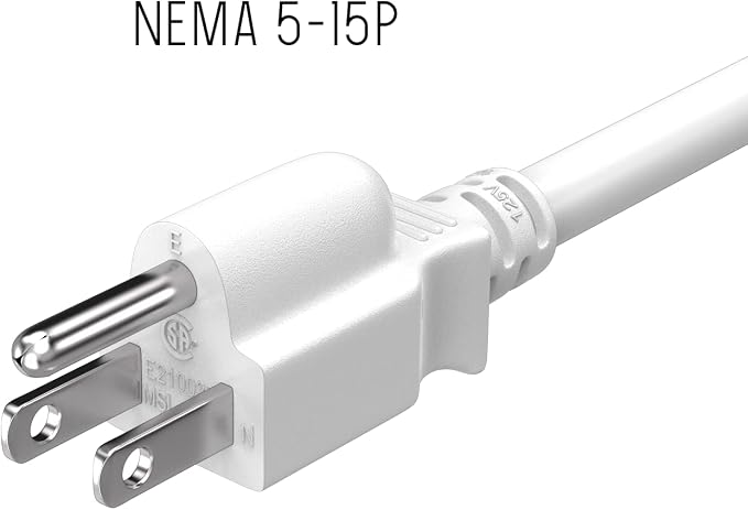 Cable Leader 6ft 14AWG Computer Power Cord, NEMA 5-15P to IEC C13 AC Power Cable, Heavy Duty 3-Prong Replacement Power Cord for PC, Monitor, Printer, Server & TV - White