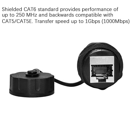 10PCS Panel Mounting Shielded CAT6 RJ45 Waterproof Connector Cat5/5e/6 8P8C Ethernet LAN Cable Coupler Double Head Adapter with Waterproof/Dust Cap