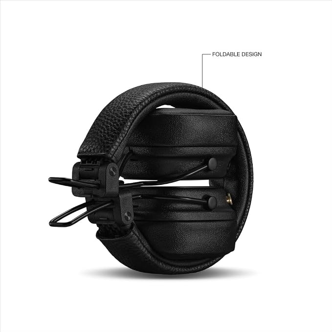 Marshall Major V Wireless On-Ear Bluetooth Headphones - 100+ Hr Playtime | Detachable Audio Cable | Microphone for Calls | Lightweight, Foldable Design for Travel - Black