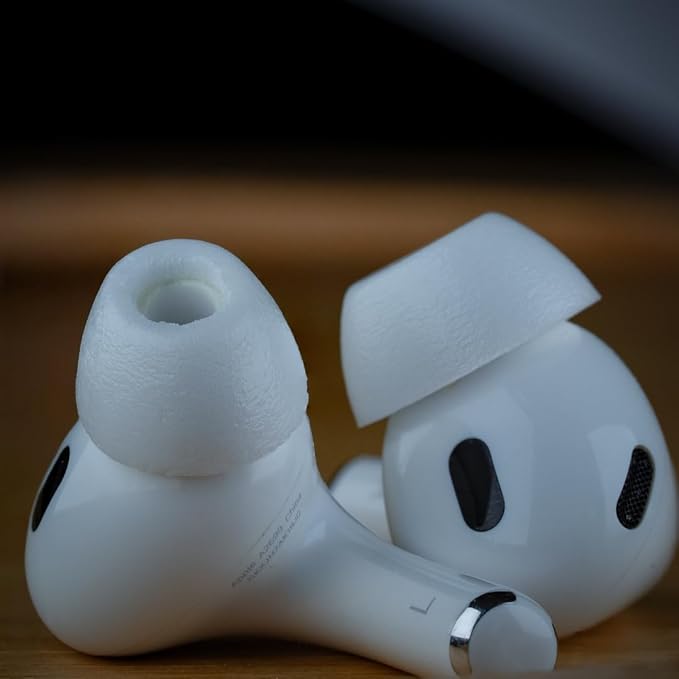 Comply TrueGrip MAX | Premium Memory Foam Replacement Earbud Tips for Apple AirPods Pro 1 & 2 | Long Lasting Comfort, Extreme Durability, Secure Fit, Superior Noise Isolation| White (Medium) (1 Pair)