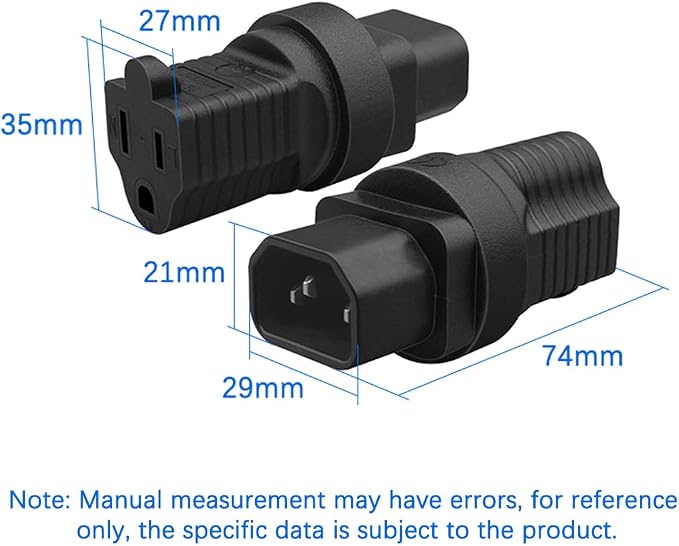 (10Packs C14 to NEMA 5-15R AC Power Adapter,PDU Cabinet/UPS Server Plug 3 pin C14 Male to American Standard Female 3 Hole Power Adapter Socket