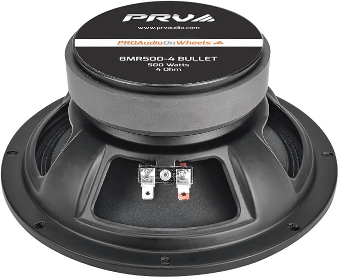 PRV AUDIO 8 Inch Midrange Speaker 8MR500-4 Bullet, 500 Watts Program Power, 4 Ohm, 1.5 in Voice Coil Bullet Speakers for Car Audio Door Louspeaker (Single)