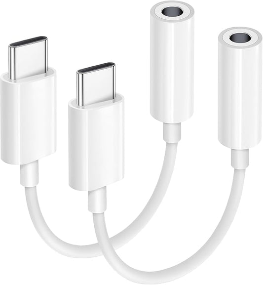 USB C to 3.5mm Audio Headphone Adapter, 2-Pack Type C to Jack Dongle Adapter Cable Cord Compatible with Apple iPhone 17/16/15/Pro/Max/Plus, iPad, MacBook, Samsung Galaxy S24/S23/S22/ Ultra