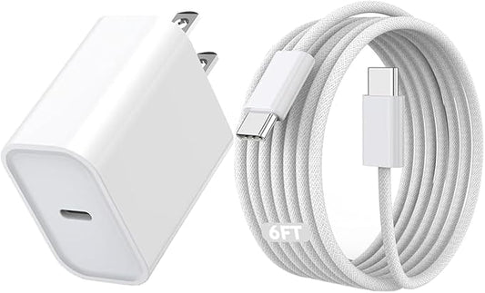iPhone 17 16 Charger Fast Charging,Apple iPhone USB C Fast Charger Block,6FT Type C USB C to C Woven Cable Cord for iPhone 17e/17/17 Pro Max/17 Pro/Air/16 Pro Max/16 Pro/15 Pro Max,iPad Pro/Air/Mini