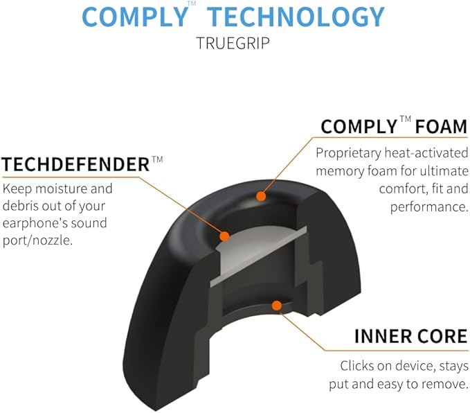 Comply Memory Foam Replacement Earbud Tips for Samsung Galaxy Buds Pro | Ultimate Comfort, Secure Fit, Superior Noise Isolation | Black (S/M/L) (3 Pairs)