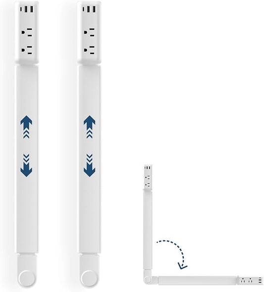 Electrical Outlet Extender 2-Pack, 2 USB-A, 1 Type-C, Rotates 180°, Extends 22"-34", Access Hard-to-Reach Outlets for Bedroom Office Behind Couches Nightstands Desks Sofa