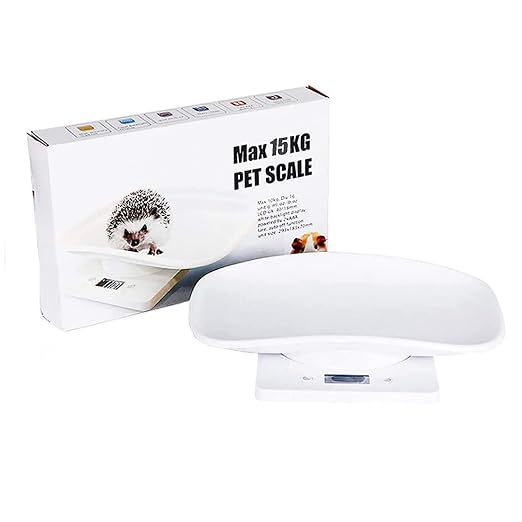 Digital Pet Scale, Small Animal Scale with Tape Measure, Kitchen Food Scale, Weighing Max 33lbs, Size 12"x8", LCE Electronic Weight Scale Only for Newborn Kitten, Puppy, Hamster, Little Bird (White)